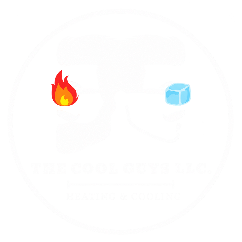 Black and White HVAC Logo with Flame and Ice Cube Icons